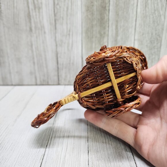 Vintage Wicker Tricycle Carriage Planter Bamboo Rattan 5'' Decorative - Picture 5 of 7